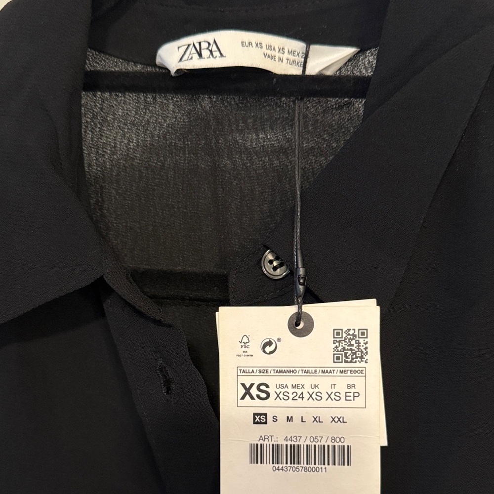 Zara Black Button-Up Sheer Dress - Picture 3 of 3